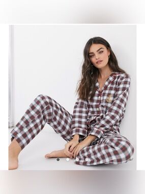 🌮Lauren Ralph Lauren Women's  Long Sleeves Notch Collar Pajama Set  size M